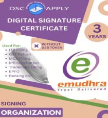eMudhra Class 3 Organization Signing DSC For 3 Years Without Token