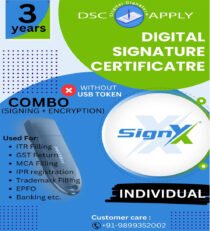 SignX Class 3 Combo DSC Individual Signing and Encryption For 3 Years