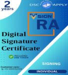 Vsign Class 3 Individual Signing DSC for 2 Years with Token