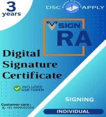 Vsign Class 3 Individual Signing DSC For 3 Years with Token