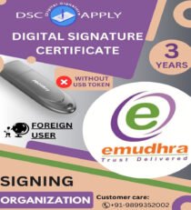 eMudhra Class 3 Organization Foreign Signing DSC For 3 Years