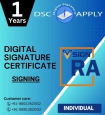 Buy Vsign Class 3 Individual Signing Digital Signature Certificate Online India